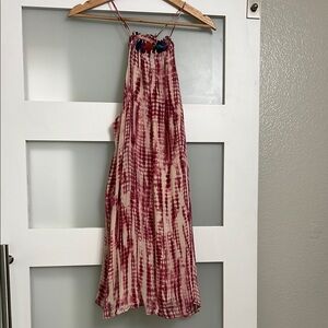 Boho Red Tie-Dye Halter Dress